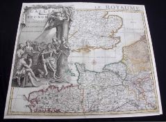 GALLIAE REGNUM IN OMNIS SUAS PROVINCIAS ACCURATE DIVISUM, engraved hand coloured map circa 1700