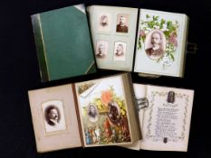 Circa late Victorian carte de visite album containing approx 60 carte de visites/cabinet cards,