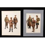 PIERRE TURNER (1943-2011), two well executed original pen, ink and watercolour military uniform