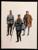 PIERRE TURNER (1943-2011), a well-executed original pen, ink and watercolour military uniform