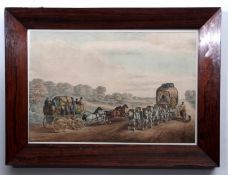 ANON: EXETER TO PLYMOUTH COACH, hand coloured litho circa 1870, approx 405 x 620mm, glazed