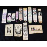 Packet containing 13 silk bookmarks etc