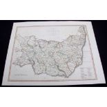 JOHN CARY: SUFFOLK, engraved part hand coloured map, 1805, approx 390 x 500mm