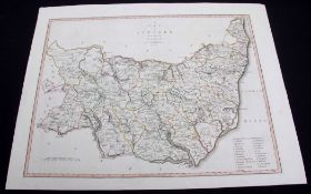 JOHN CARY: SUFFOLK, engraved part hand coloured map, 1805, approx 390 x 500mm