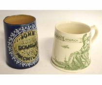 Doulton stoneware mug, with name and inscription, together with a Royal Doulton commemorative