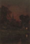 Frederick George Cotman (1850-1920) watercolour, signed lower left, Evening sunset 23 x 16cms