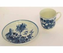 Worcester porcelain fence pattern cup and saucer, circa 1780, the saucer 12cms diam