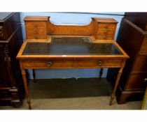 Sheraton style satinwood ladies desk retailed by Goodall Lamb & Heighway Ltd of Manchester, the