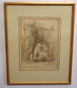 Paul Sandby Munn, signed and dated 1809, watercolour, "Arch of Baynham Abbey", 22 x 16cms,