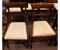 Harlequin set of eight 19th century mahogany bar back dining chairs with cream drop in seats and