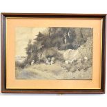 Miller Smith, signed sepia watercolour, inscribed "Study for Royal Academy Picture", 34 x 51cms