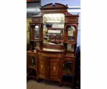 Edwardian rosewood simulated mirror backed side cabinet inlaid with neo-classical detail, 135cms