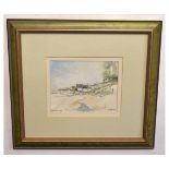 Brian Ryder, signed and dated 89, pen, ink and watercolour, "Beach Huts - Wells", 13 x 16cms