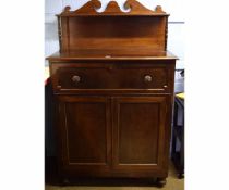 19th century mahogany secretaire cabinet with drop fronted drawer with pigeonholed interior and