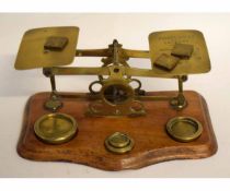 Good quality brass set of postal scales and weights