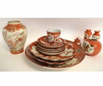 Collection of various Kutani and other wares including large baluster vase, cups and saucers,