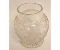 Edwardian period cut and wheel engraved bulbous vase on spreading circular foot, engraved with