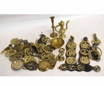 Box containing mixed reproduction horse brasses etc