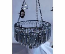 Four-tier chandelier with prismatic drops, 30cms diam x 50cms drop