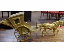 Brass horse and carriage, 60cms long