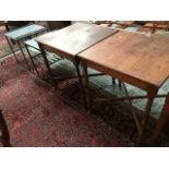 Pair of Victorian Cotswold School style oak occasional tables 68Hx60Wcm, Pair of contemporary marble