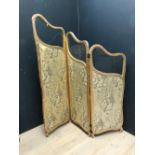 Victorian giltwood, 3 panelled, glass & upholstered screen, 165Hx132Lcm