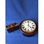 Victorian burr walnut & brass bound tea caddy & Edwardian oak case wall clock