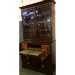 Good quality mahogany secretaire bookcase, 232Hx125Wcm