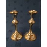 Pair of hallmarked silver circular candlesticks, Birmingham 1973, 18cmH