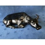 Ceramic recumbent Chinese buffalo, approx. 57cmL