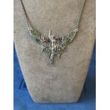 Silver Art Nouveau style Plique A Jour necklace