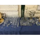 Large qty of glassware incl drinking vessels, vases, candle holders etc.