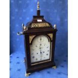 DIAGO EVANS Bolsa Reel Londres C19th mahogany bracket clock with ormolu decorated glazed sides,