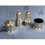 Hallmarked silver 4 piece cruet, 6.72 ozt