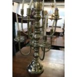 Large decorative metal plated standard candelabra 94cmH & 1930's style ceiling light
