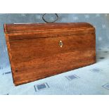 Regency crossbanded & inlaid mahogany domed lidded caddy box, 30cmL