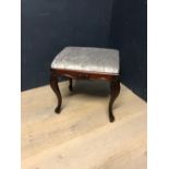 Victorian mahogany cabriole leg stool 46Hx46Wcm