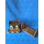 Victorian oak pen & letter stand and a teak folding book rack