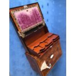 Fine quality Victorian cross-banded burr walnut travelling case, the hinged lid revealing a ladies