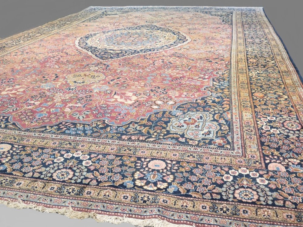 Large Antique Mashad carpet, Persia, circa 1900, classic design with pale red and blue and light