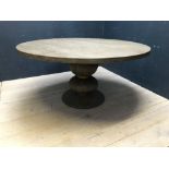 WILLIAM YEOWARD Contemporary circular snakewood finish pedestal dining table, 150 cm diam