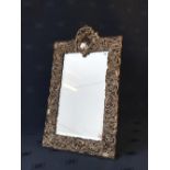 Heavily embossed hallmarked silver oblong dressing table mirror, 42cmH, Birmingham 1907