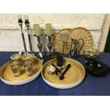 Qty of decorative items incl candlesticks, candle holders, trays etc.