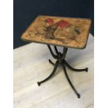 Rare Regency quadruped painted & lacquered open pedestal occasional table with Trompe Loeil top &