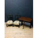 Pair of Victorian ebonised style bedroom chairs