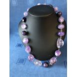 Sterling silver & mixed amethyst bead 22" necklace