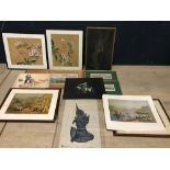 Qty of Chinese silk pictures and prints