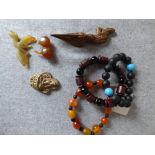 3 various Chinese beaded bracelets & various Chinese items