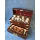 Good quality Georgian brass bound travelling Apothecaries case with sliding drawer and hinged lid
