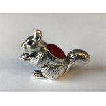 Sterling silver pin cushion in the form of a squirrel